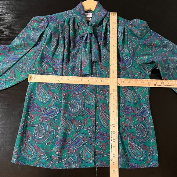 Vintage Koret Paisley Blouse with Neck Tie Long Sleeve Shirt Size 8P - Picture 6 of 6